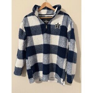 Vanderbilt Men’s Plaid Sherpa Quarter-Zip Pullover Jacket- BoxerCraft- Medium